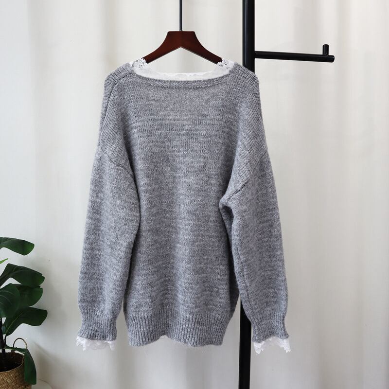 【tops】レース切り替えニットセーター　M27167