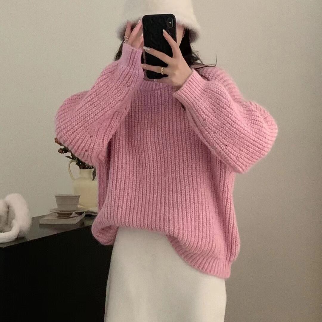 【tops】クルーネックニットセーター　M19008