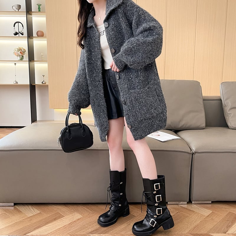 【outer】ロングニットカーディガン Q7191