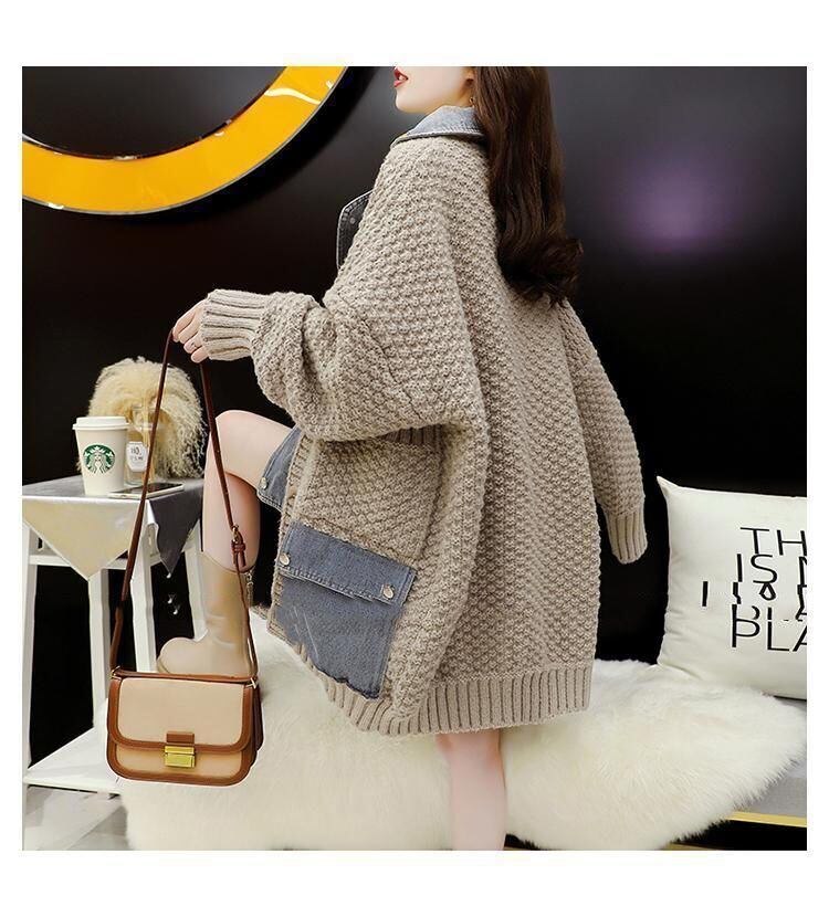 【outer】デニム切り替えニットカーデ　M29156