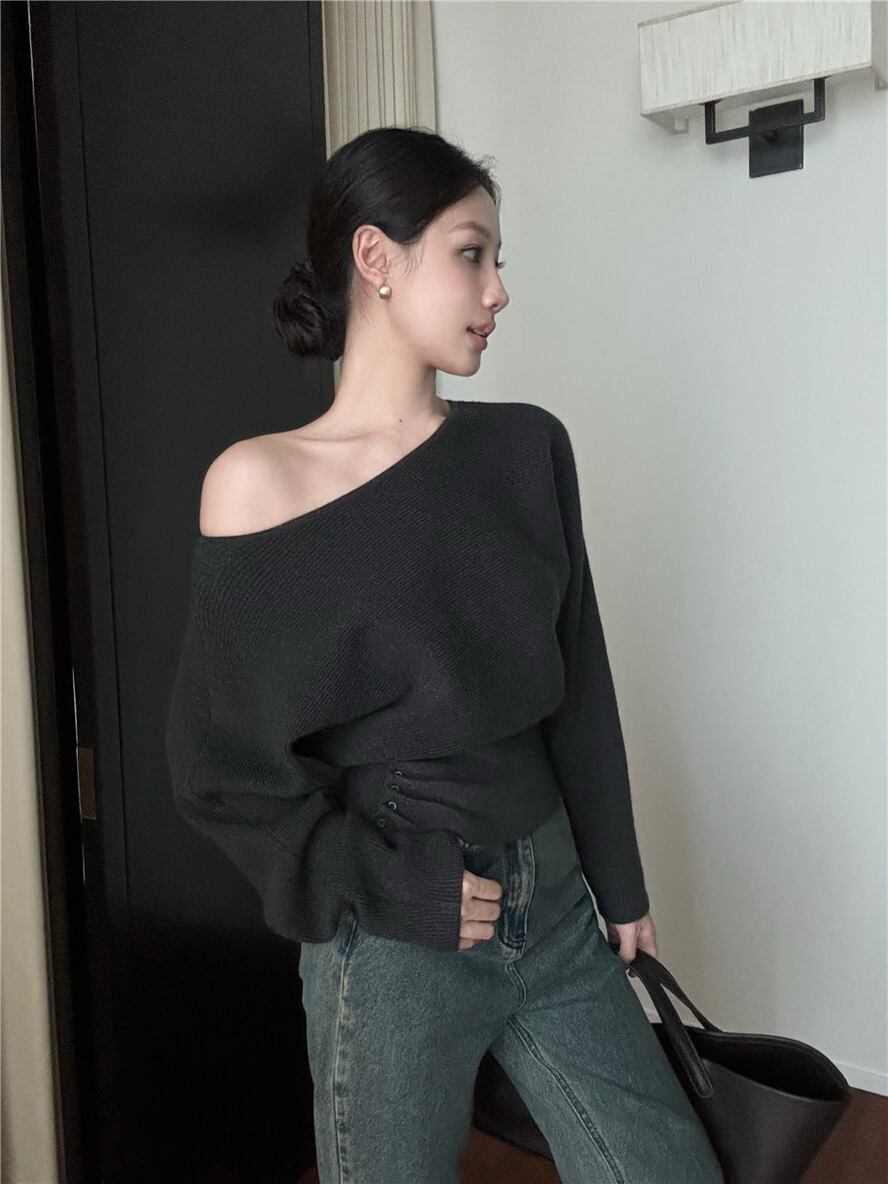 【tops】オフショルダーニットトップス　N2885
