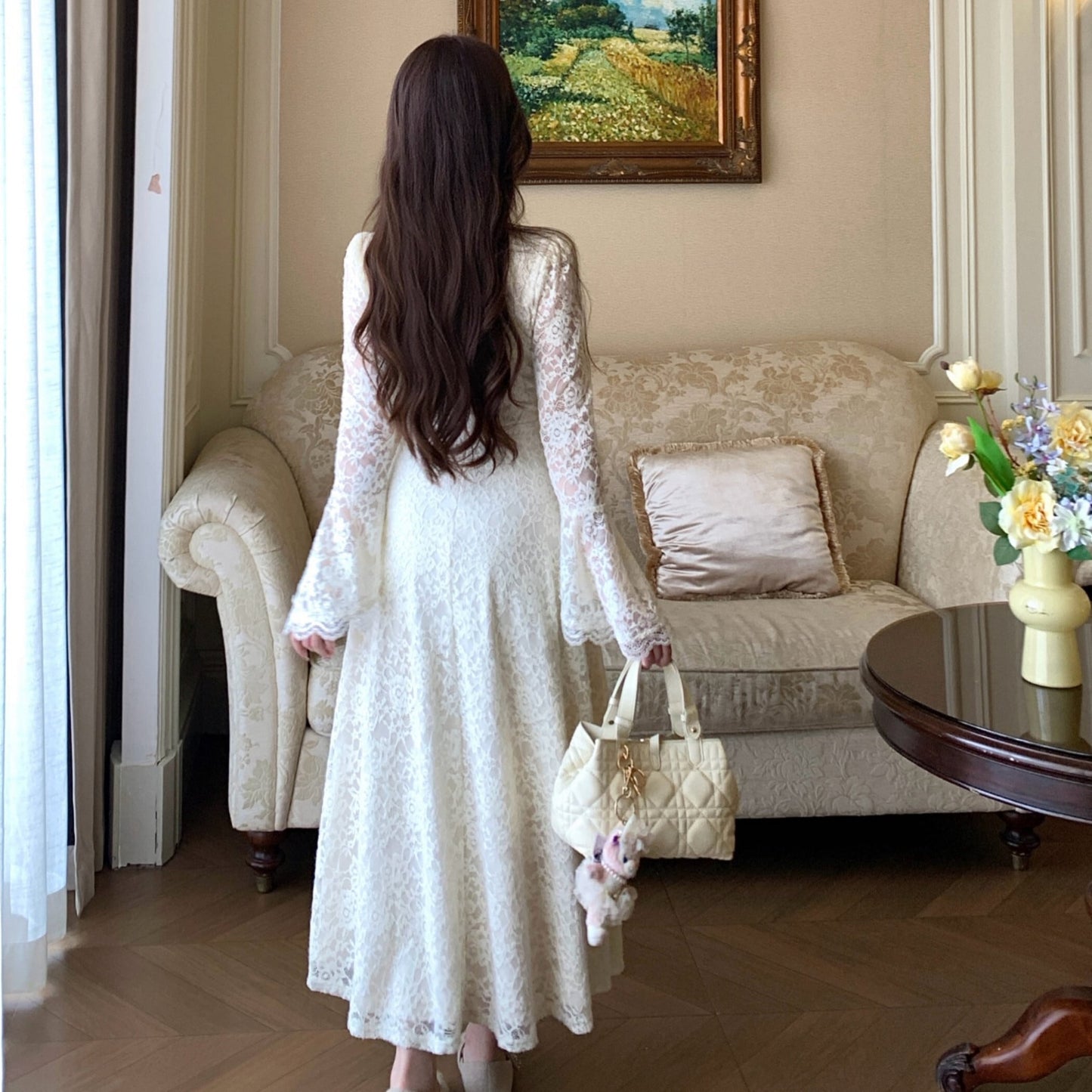 【dress】ベルスリーブレースワンピース　N3514