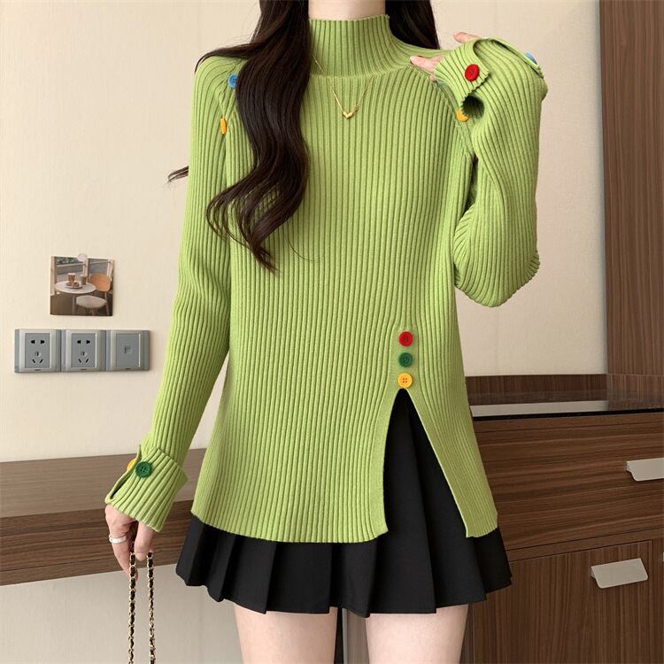 【tops】ボタンデザインニットトップス　M27823