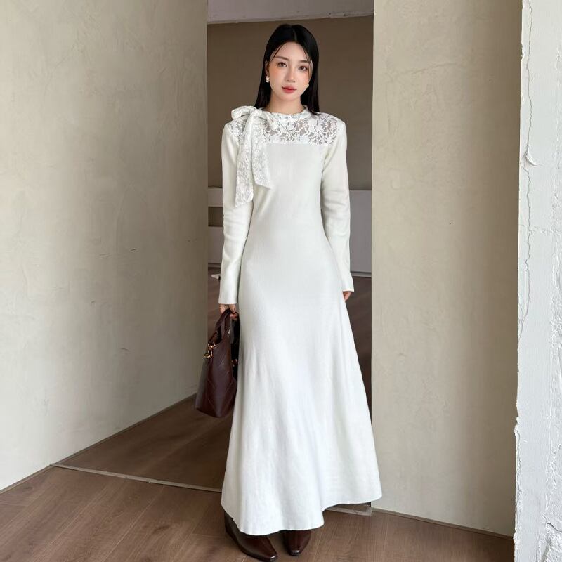 【dress】レースドッキングワンピース Q7052