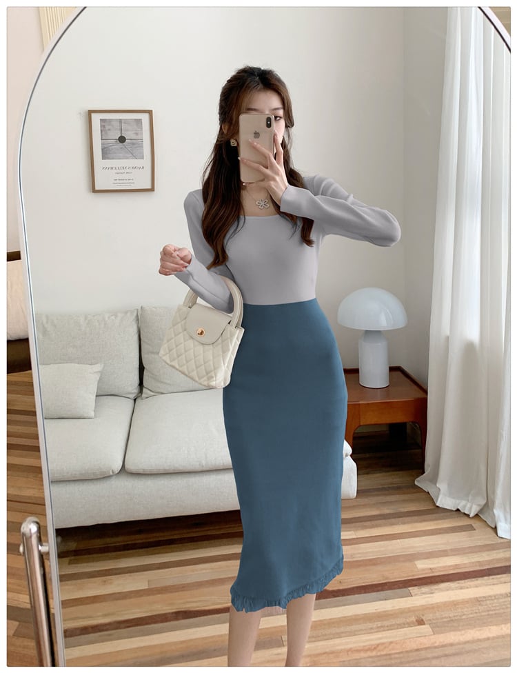 【dress】配色ニットワンピース　M25476