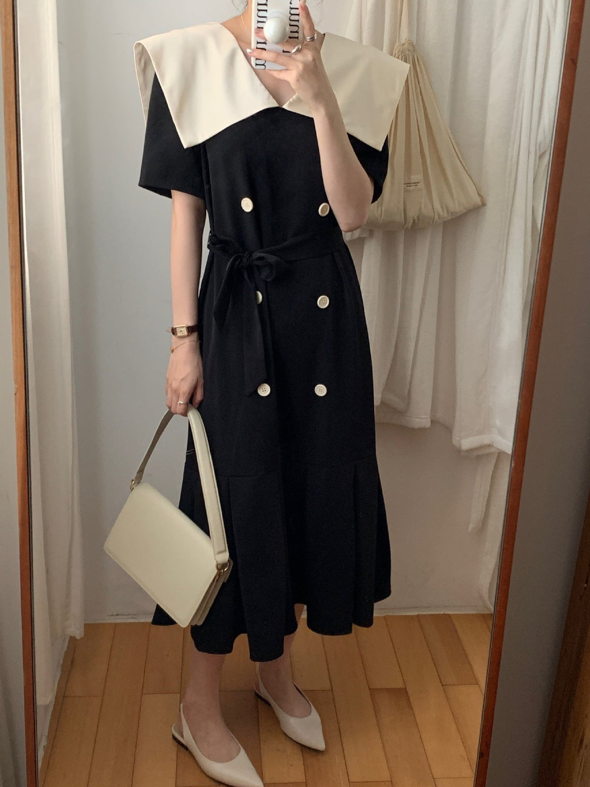 【dress】フリルダブルボタンワンピース　M24745