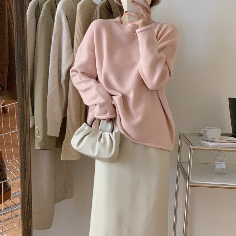 【tops】クルーネックニットセーター　M25996