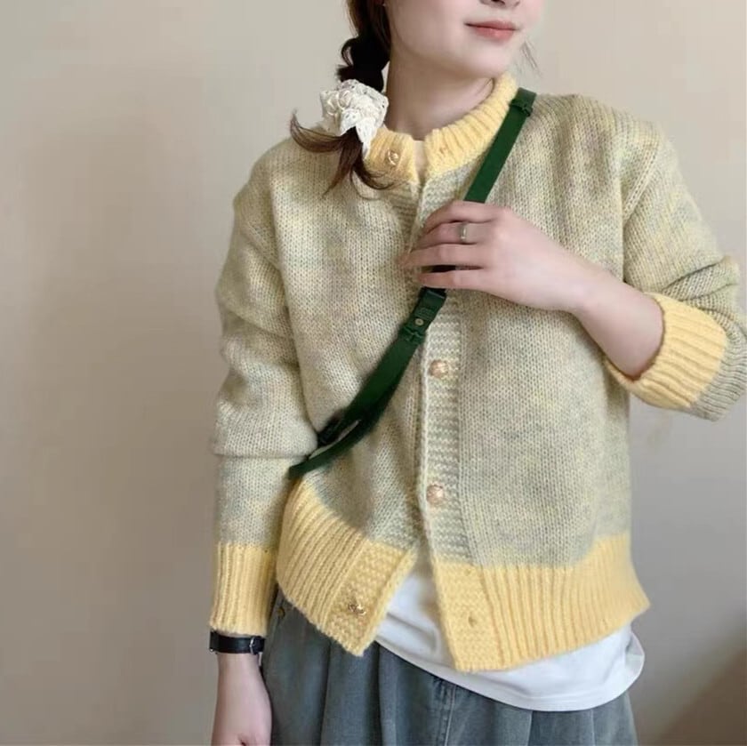 【outer】配色ニットカーデ　M28915
