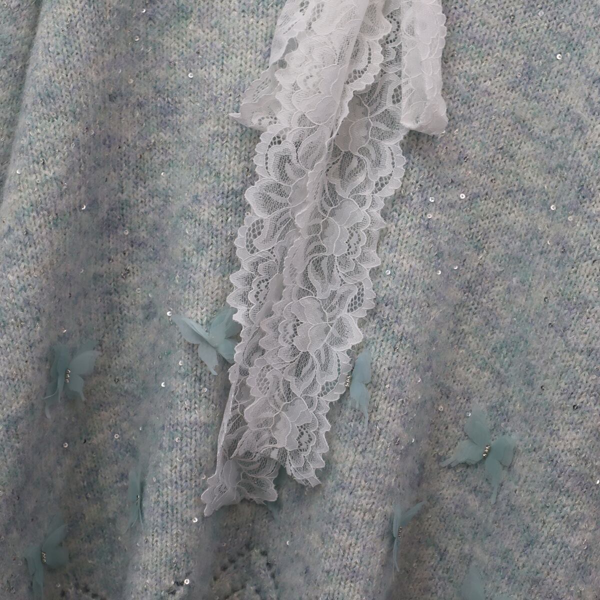 【tops】レース切り替えニットセーター　M28399