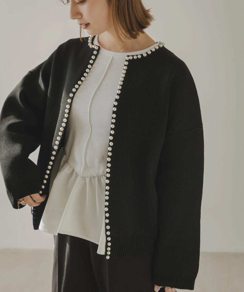 【outer】パールニットカーデ　M25572