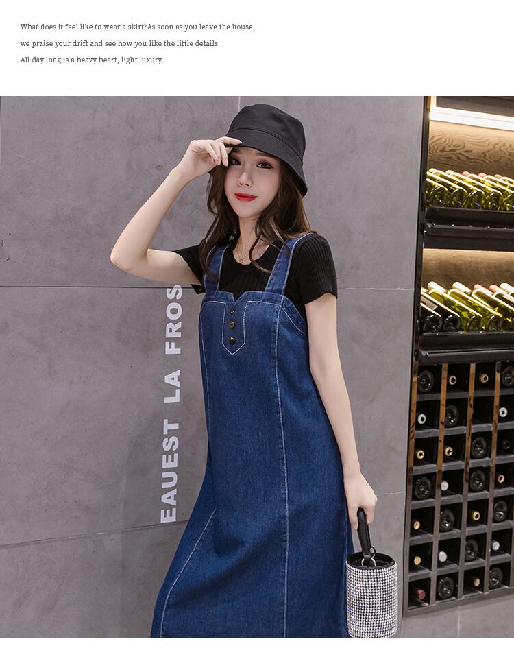 【dress】カジュアル気質満点レディース プラスサイズデニムサロペットワンピース G0164