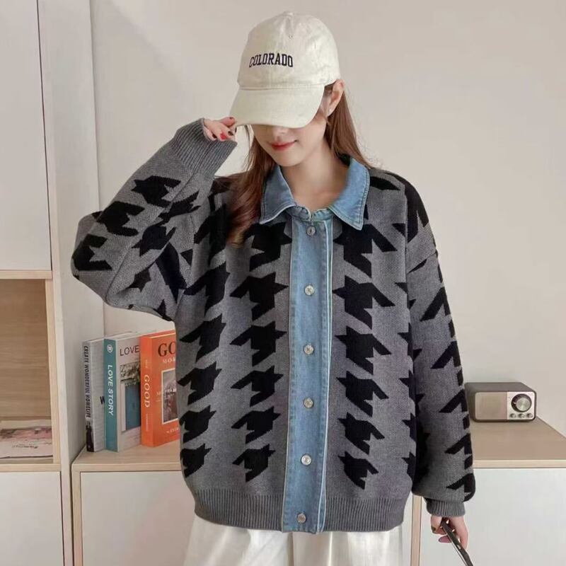 【outer】デニムドッキングニットカーディガン Q6736
