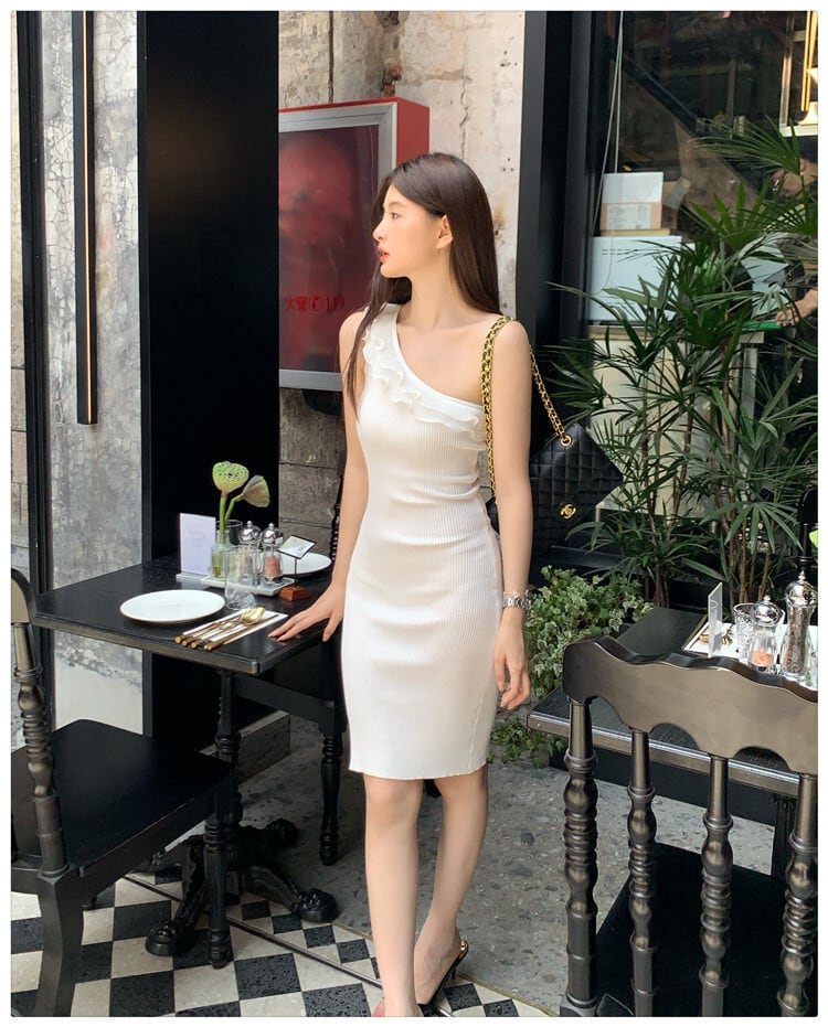 【dress】オフショルダーニットワンピース　M24581