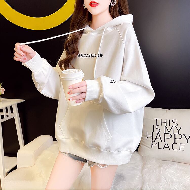 【tops】韓国ファッションフード付き長袖英字柄秋新作3色カジュアル薄手着回しパーカーF0722