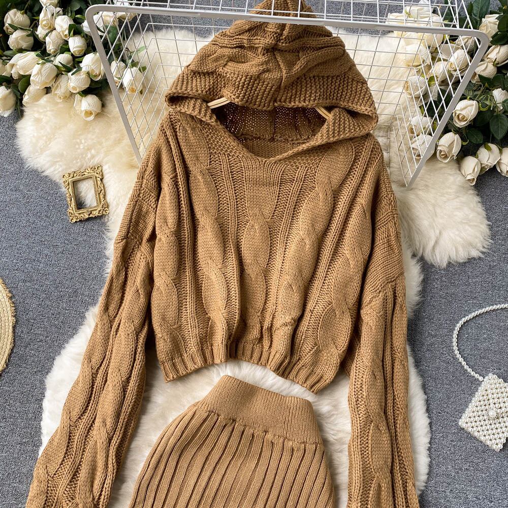 【set】着心地良い!気質満点ハイネックセーター+タイトスカートオシャレ２点セット G3271