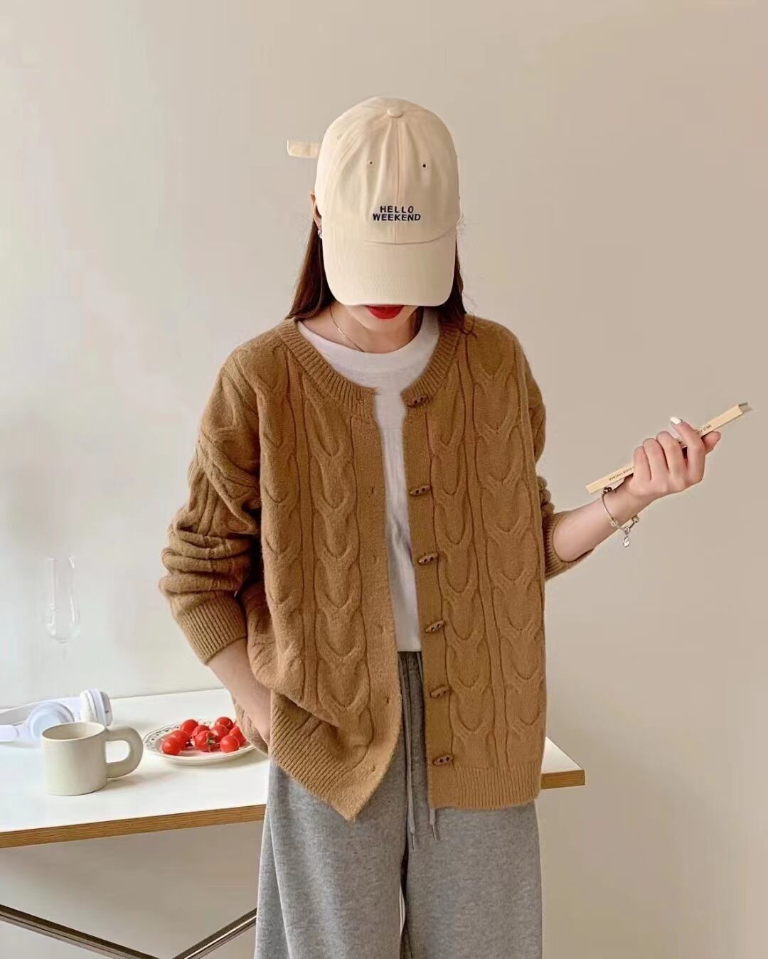 【outer】クルーネックニットカーデ　M18709