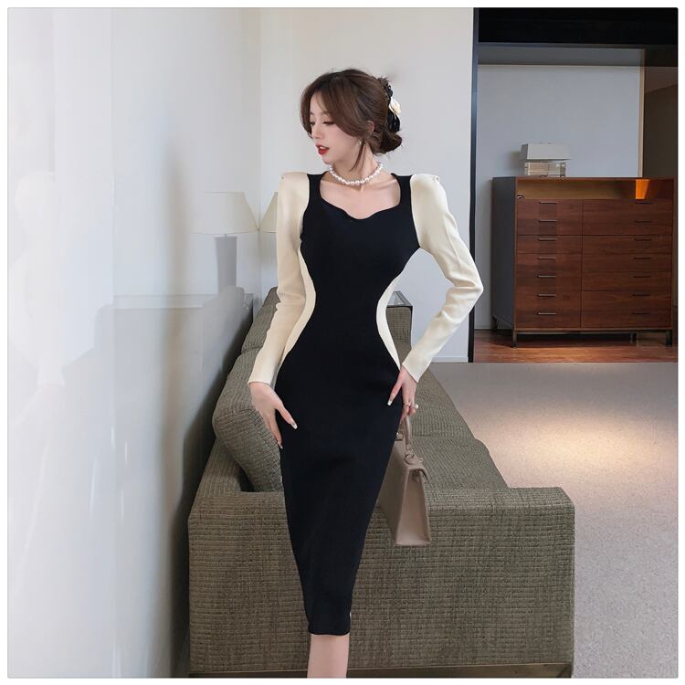 【dress】配色切り替えニットワンピース　M27808