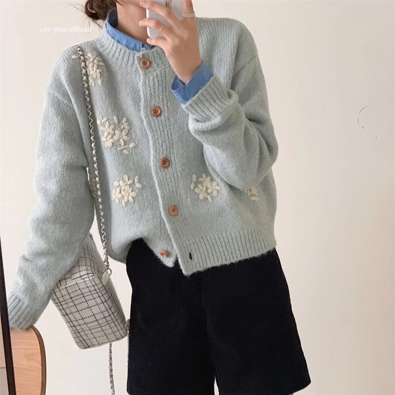 【outer】刺繍ニットカーデ　M17962
