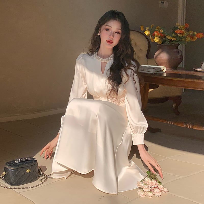 【dress】パールネックデートワンピース　N2982