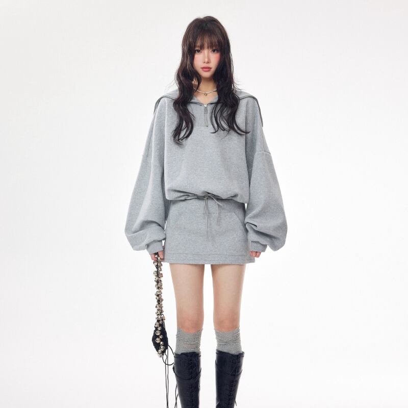 【dress】セーラーカラーパーカーワンピース Q7368