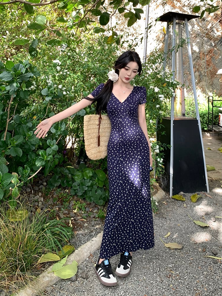 【dress】Vネック花柄ワンピース G21570