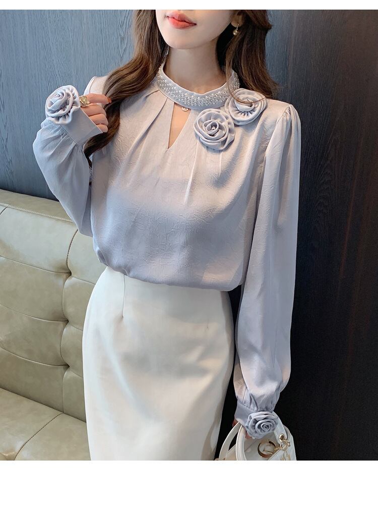 【tops】立体フラワーシャツトップス　M28972
