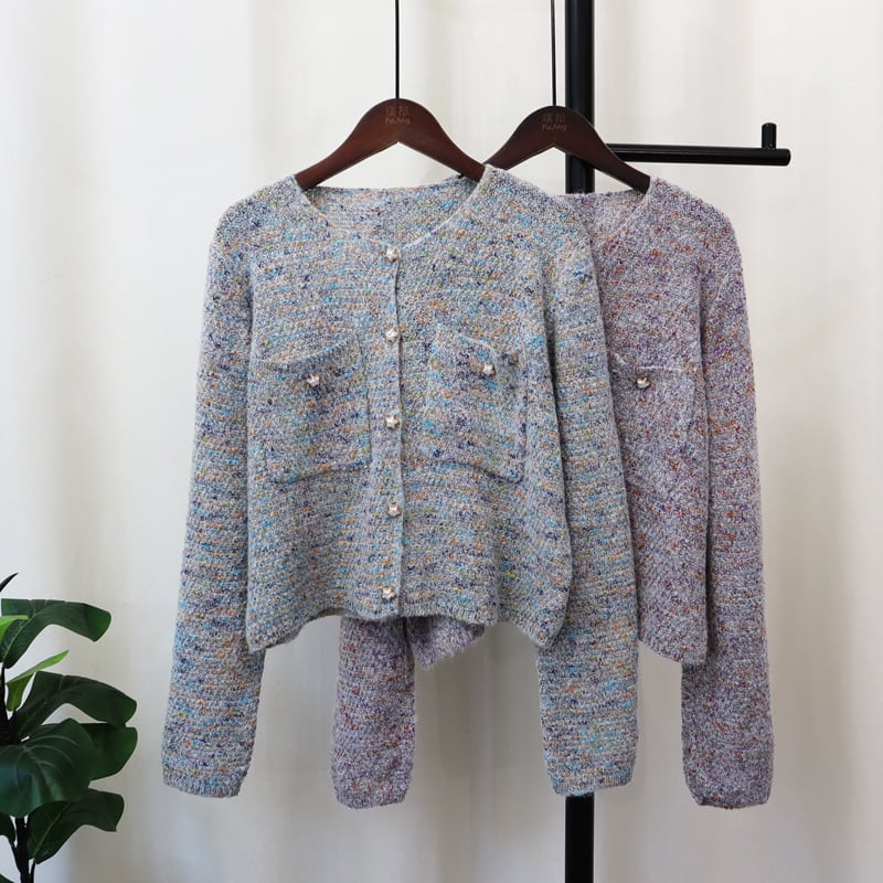 【outer】クルーネックニットカーデ　M25378