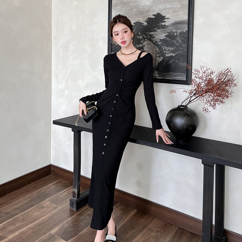 【dress】ニットワンピース Q7042