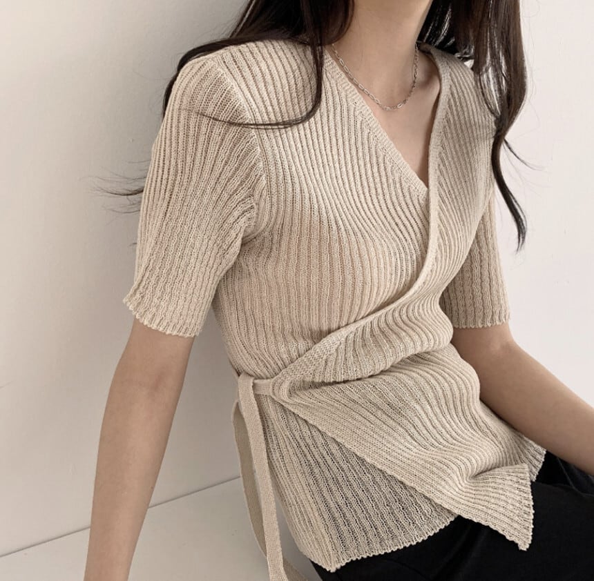 【tops】VネックニットトップスG21048