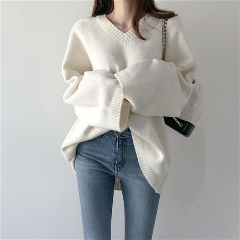【tops】Vネックニットセーター　M25615