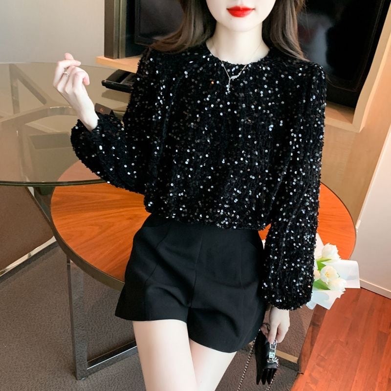 【tops】スパンコールトップス　M28941