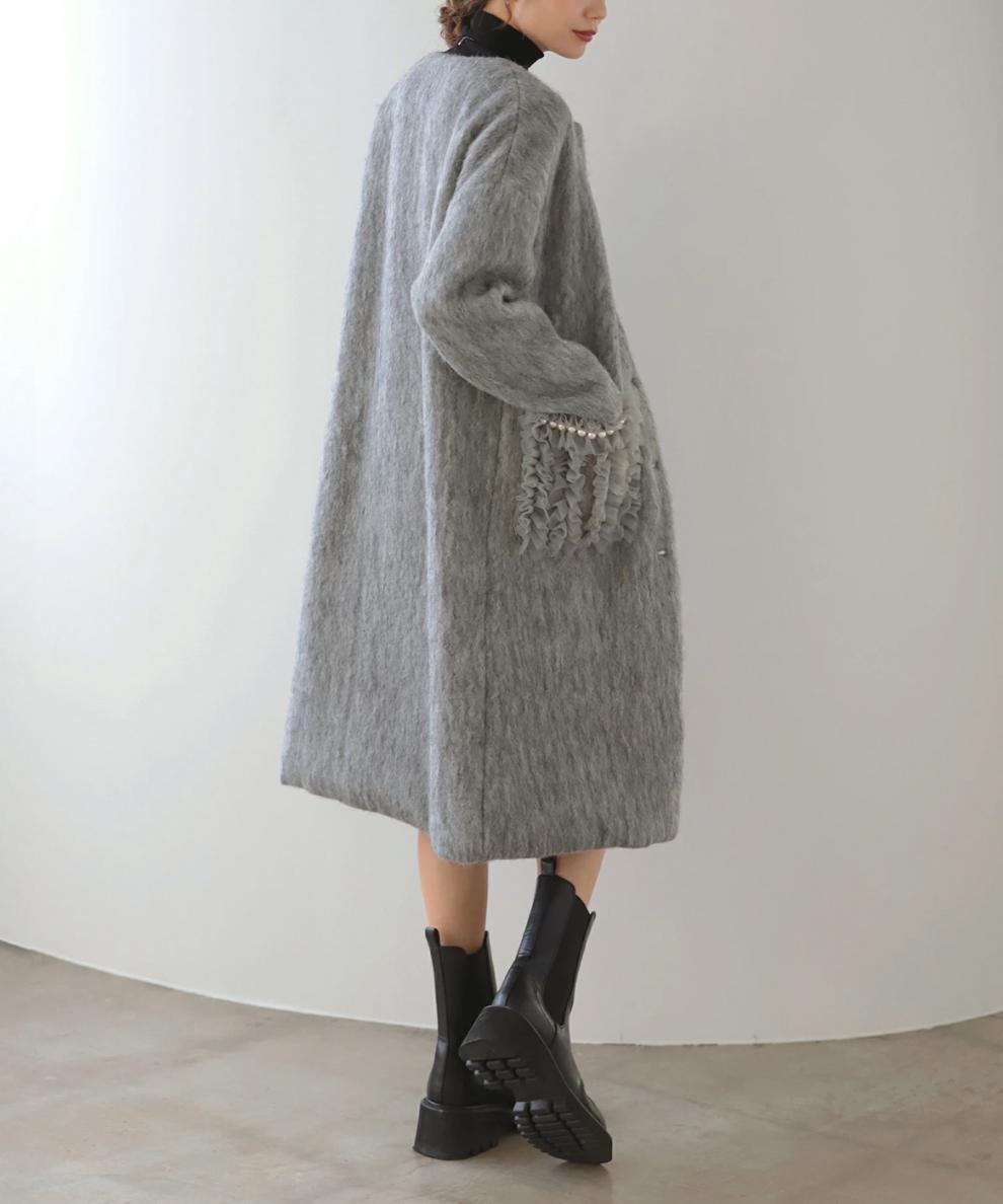 【outer】パールロング丈コート　M27778