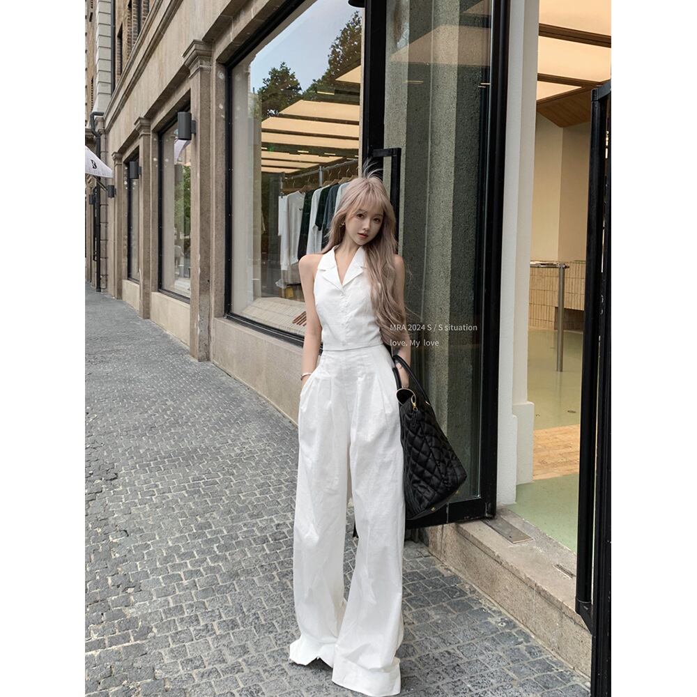 【set】バックレストップス×ワイドパンツセット　M30043