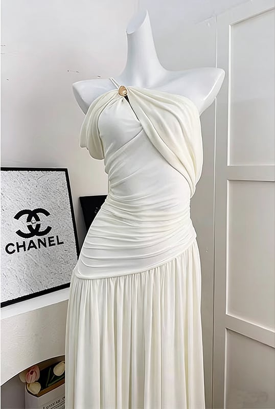 【dress】2wayノースリーブロングギャザーワンピース Q8402