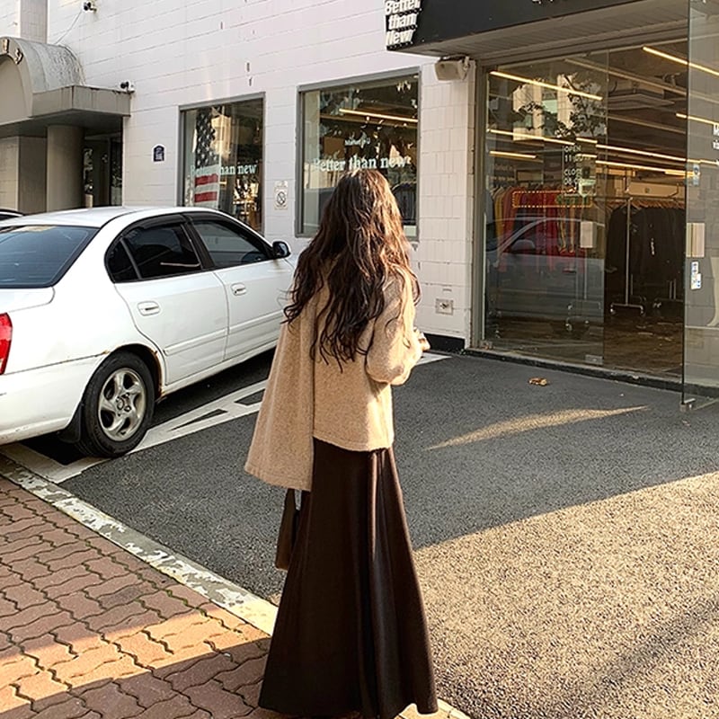 【tops】フェイクレイヤードニットトップス Q7395