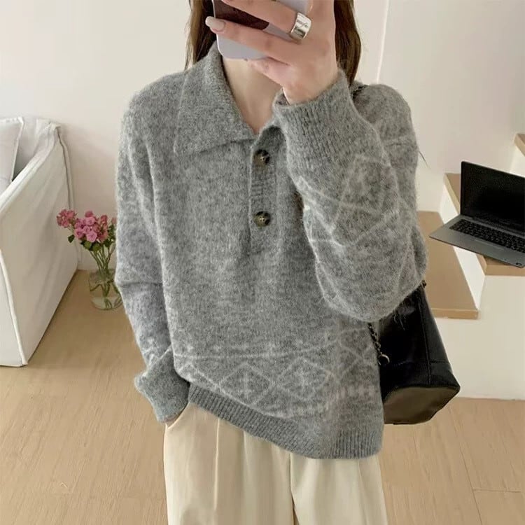 【tops】POLOネックニットセーター　M28807