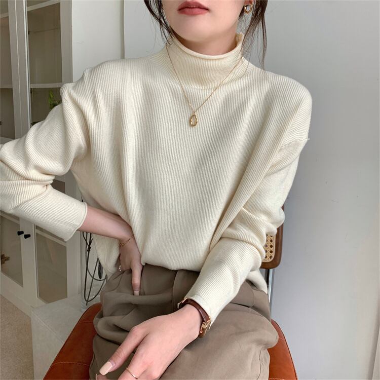 【tops】無地ニットトップス　M27238