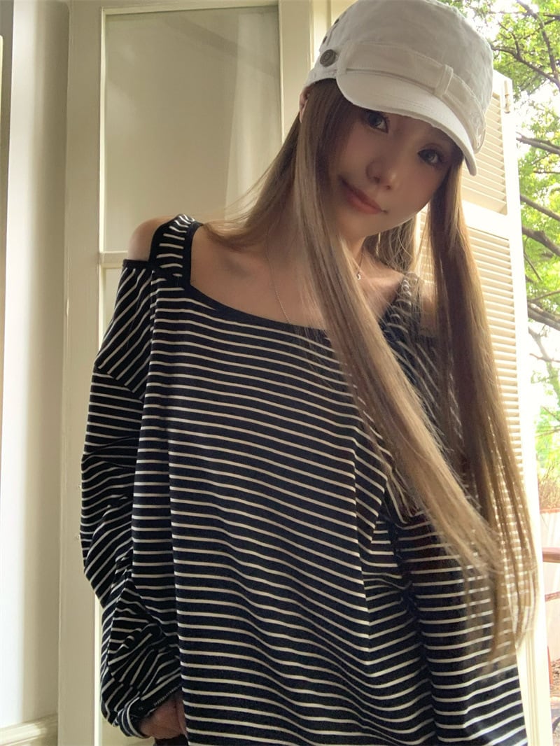 【tops】ボーダー柄長袖Tシャツ　M26180