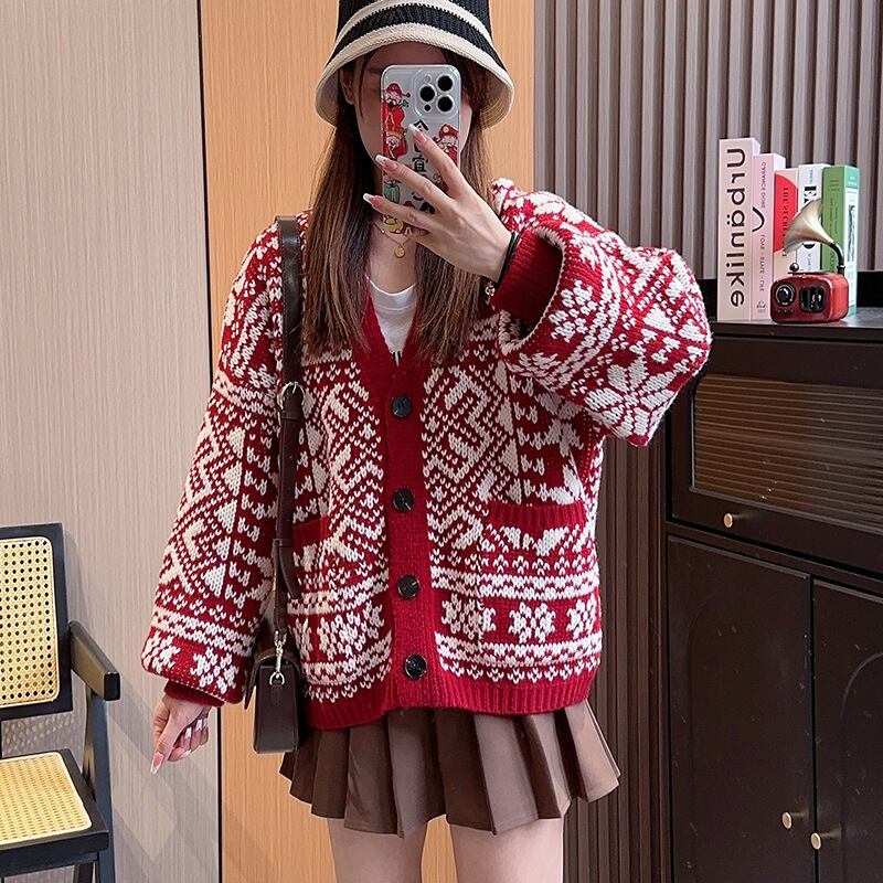 【outer】Vネックニットカーデ　M18628