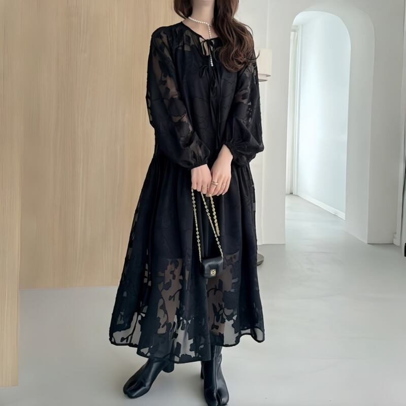 【dress】フリルランタンスリーブワンピース G20313