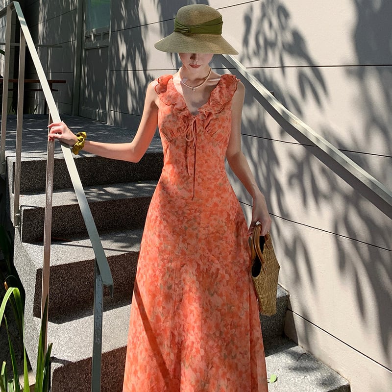 【dress】フリル花柄ワンピース　M24716