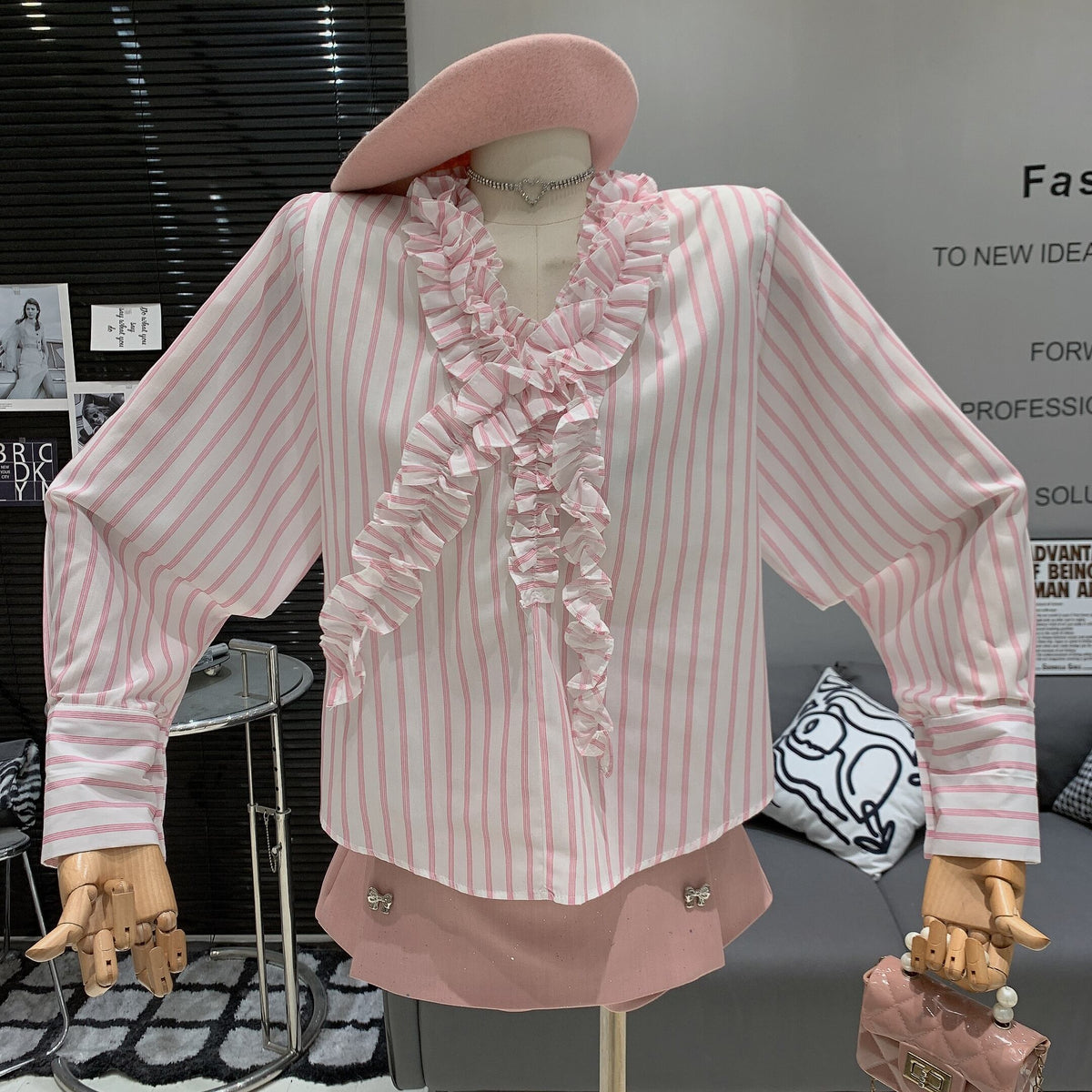【tops】フリルシャツブラウス　M29981