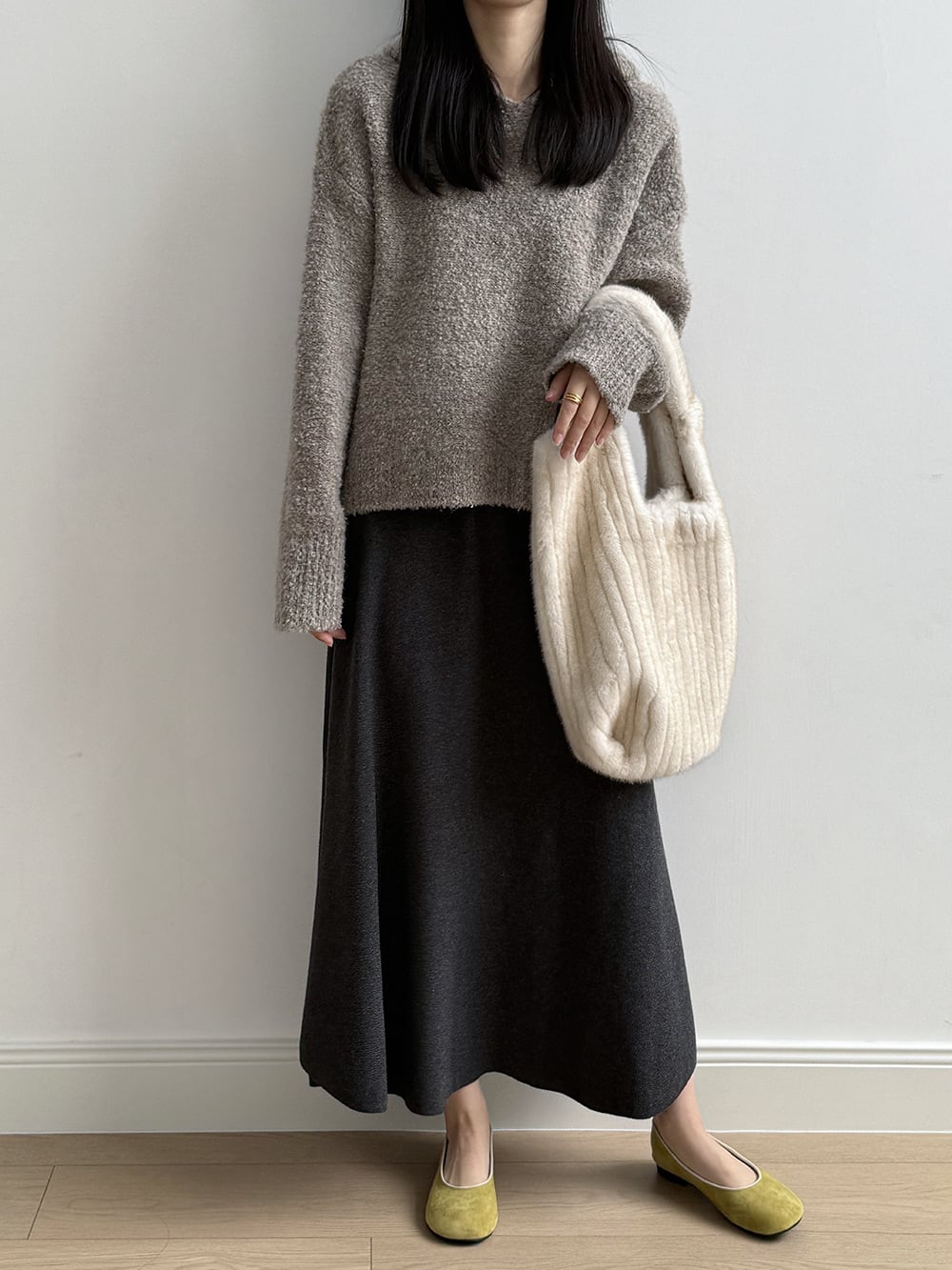 【tops】フード付きニットトップス Q7367