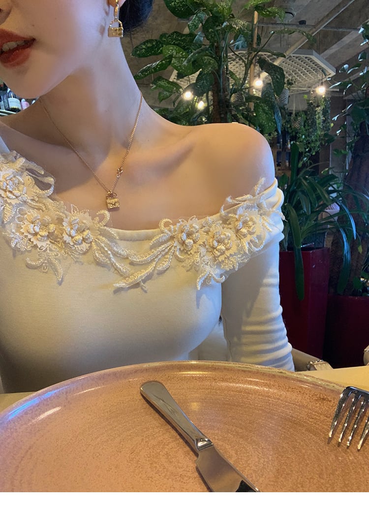 【dress】レーストリミングニットワンピース　N3448