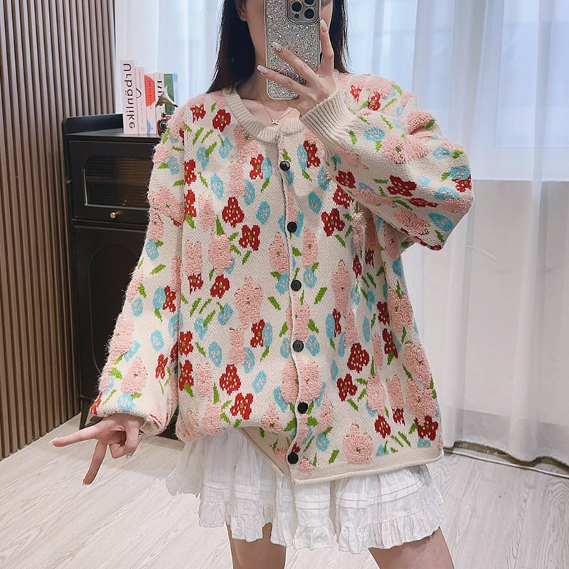 【outer】刺繍ニットカーデ　M25870