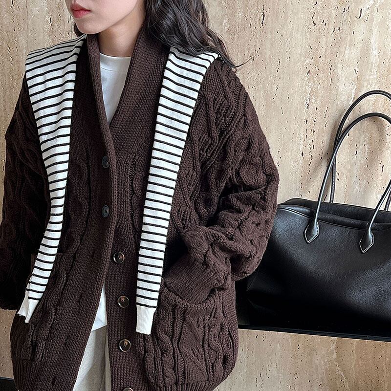 【outer】Vネックニットカーディガン Q7094