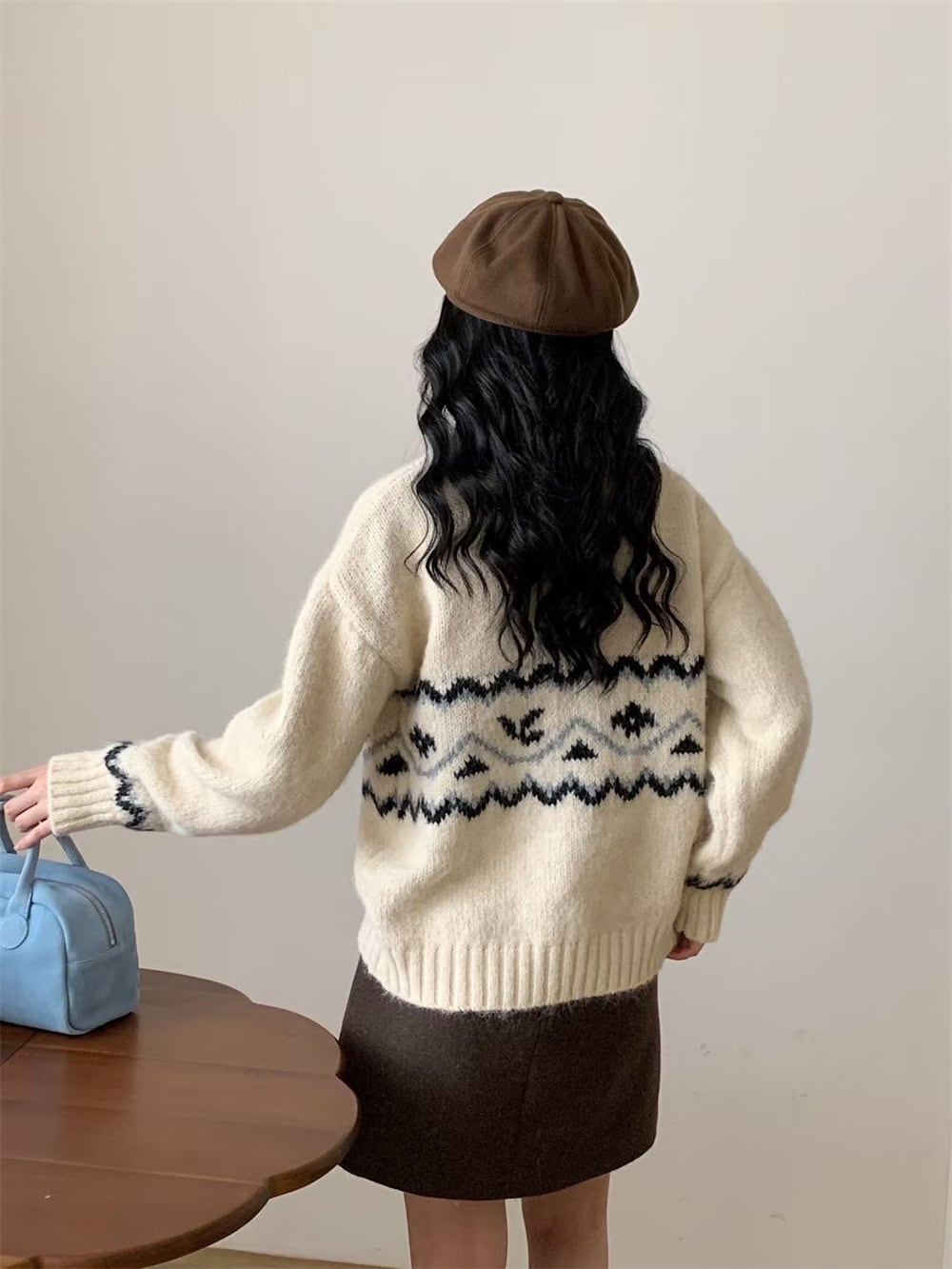 【tops】ジャカードニットセーター　M27134