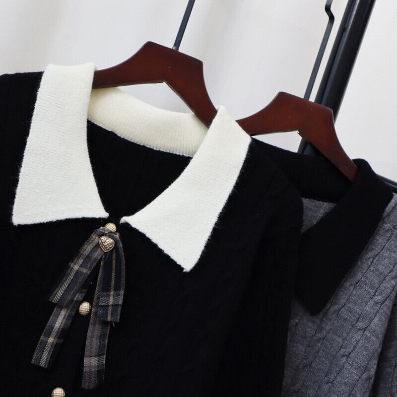 【tops】折り襟ニットセーター　M28584