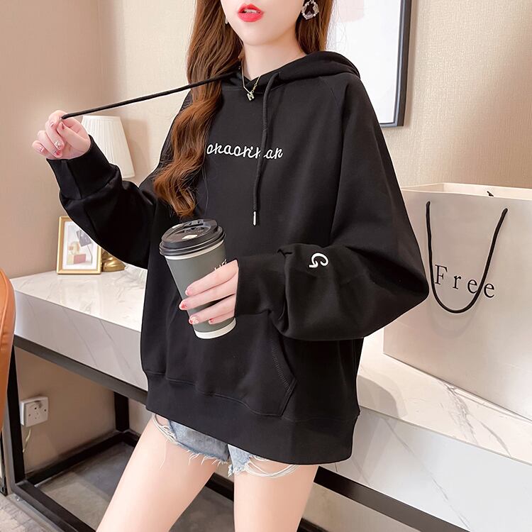 【tops】韓国ファッションフード付き長袖英字柄秋新作3色カジュアル薄手着回しパーカーF0722