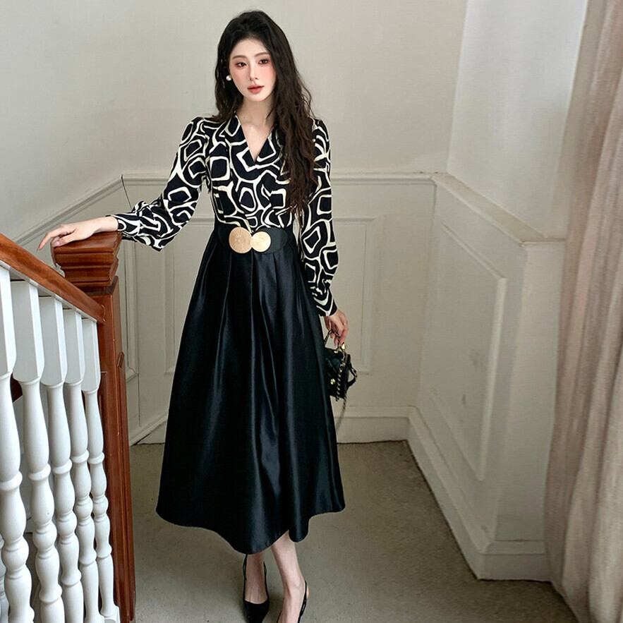 【dress】OL、通勤切り替えシャツワンピース　M29614